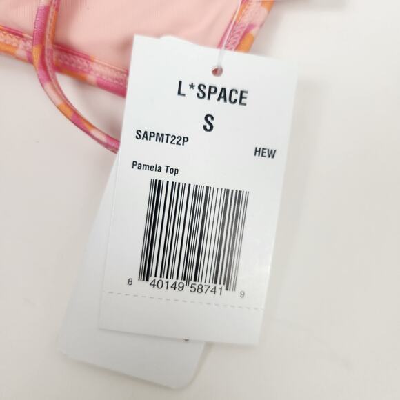 L*Space Pamela Bikini Top in Heat Waves Pink Racerback Size Small NWT - Picture 6 of 7